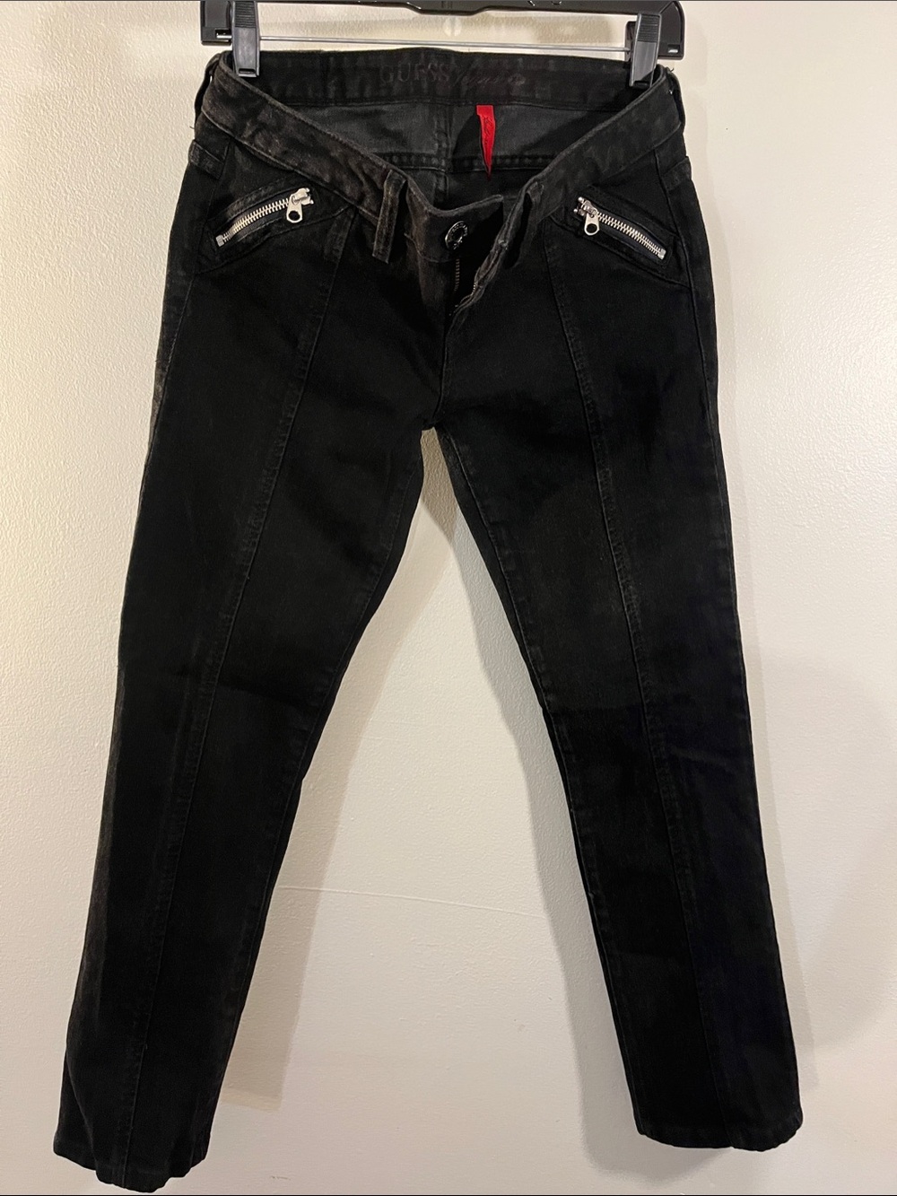 Guess Black Skinny Jeans with Silver Zip Details